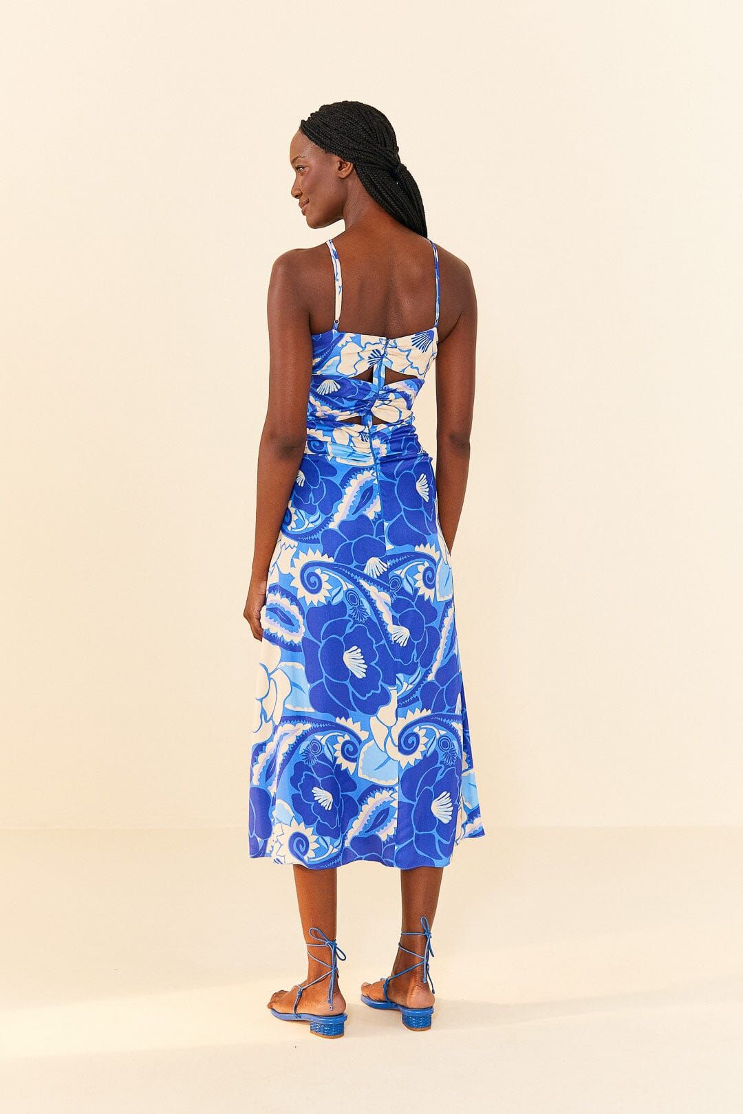 Blue Tropical Groove Lenzing™ Ecovero™ Viscose Midi Dress sold by FARM Rio product image thumbnail 3