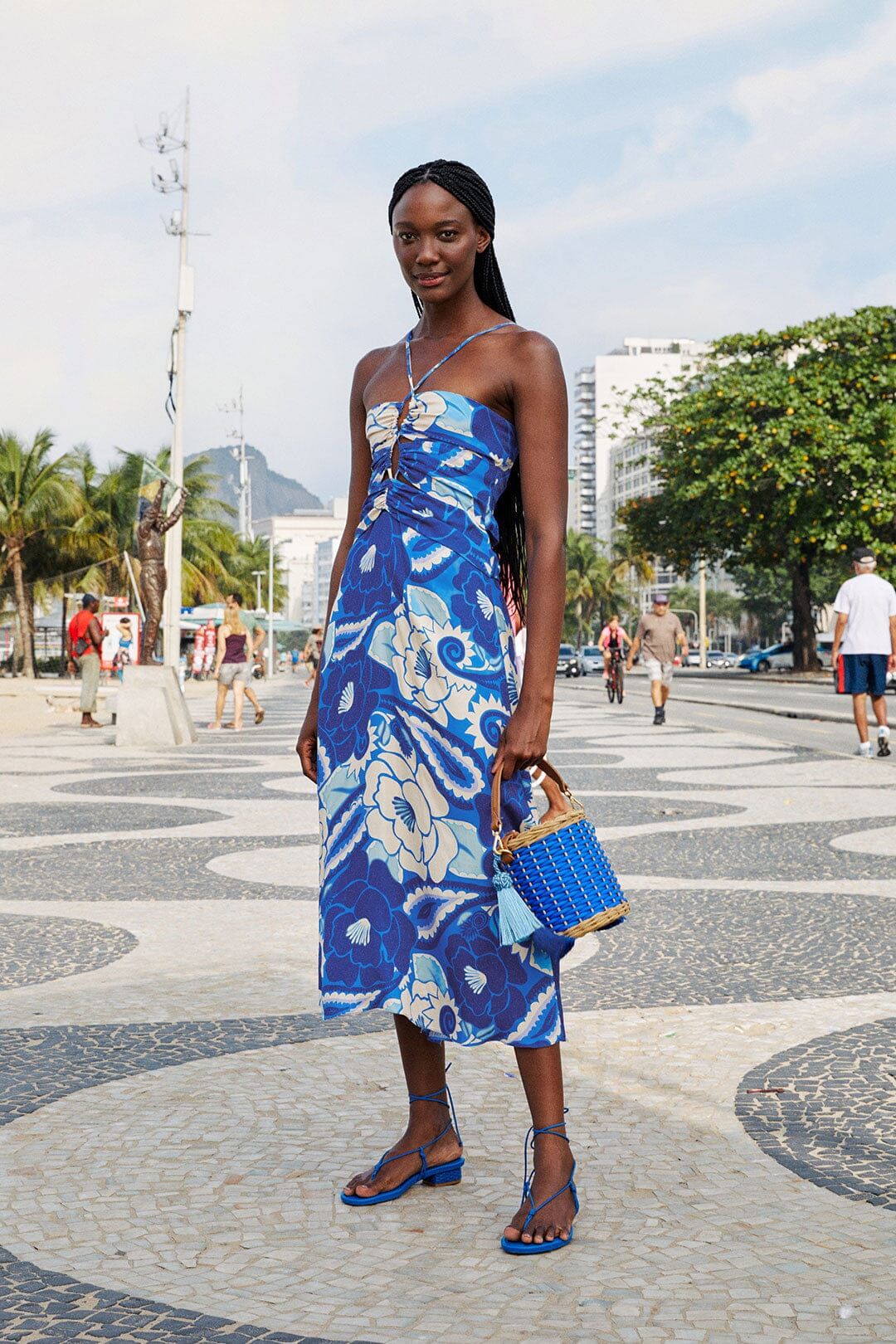 Blue Tropical Groove Lenzing™ Ecovero™ Viscose Midi Dress sold by FARM Rio