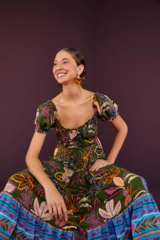 Green Wild Jungle Corset Midi Dress sold by FARM Rio
