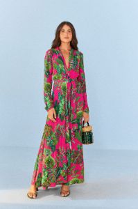 Pink Leaves Maxi Dress sold by FARM Rio