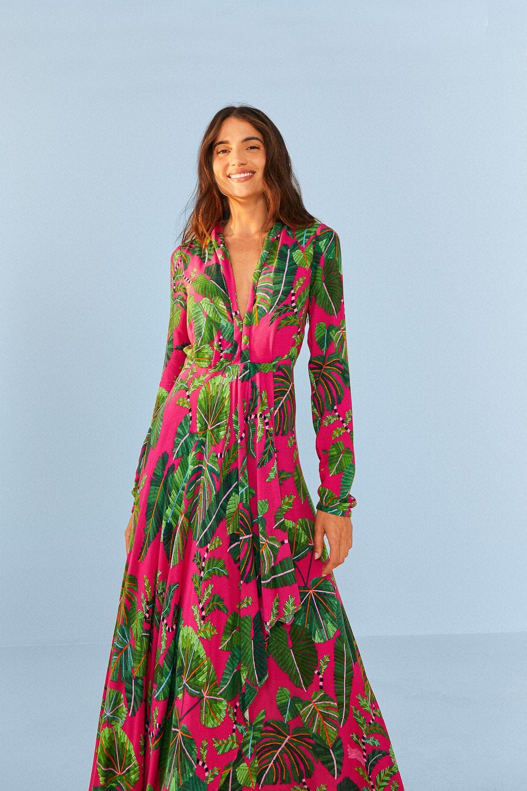 Pink Leaves Maxi Dress sold by FARM Rio