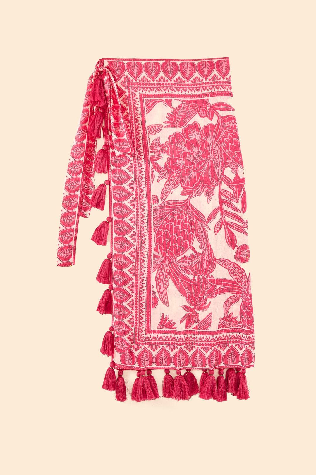Pink Tropical Woodcut Sarong sold by FARM Rio product image thumbnail 6