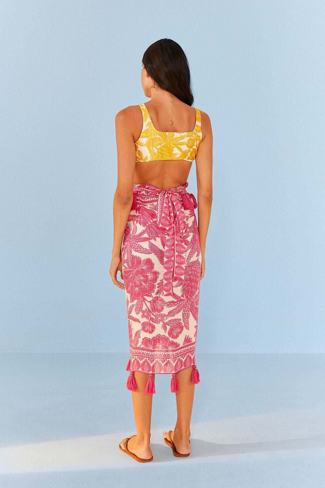 Pink Tropical Woodcut Sarong sold by FARM Rio product image thumbnail 4