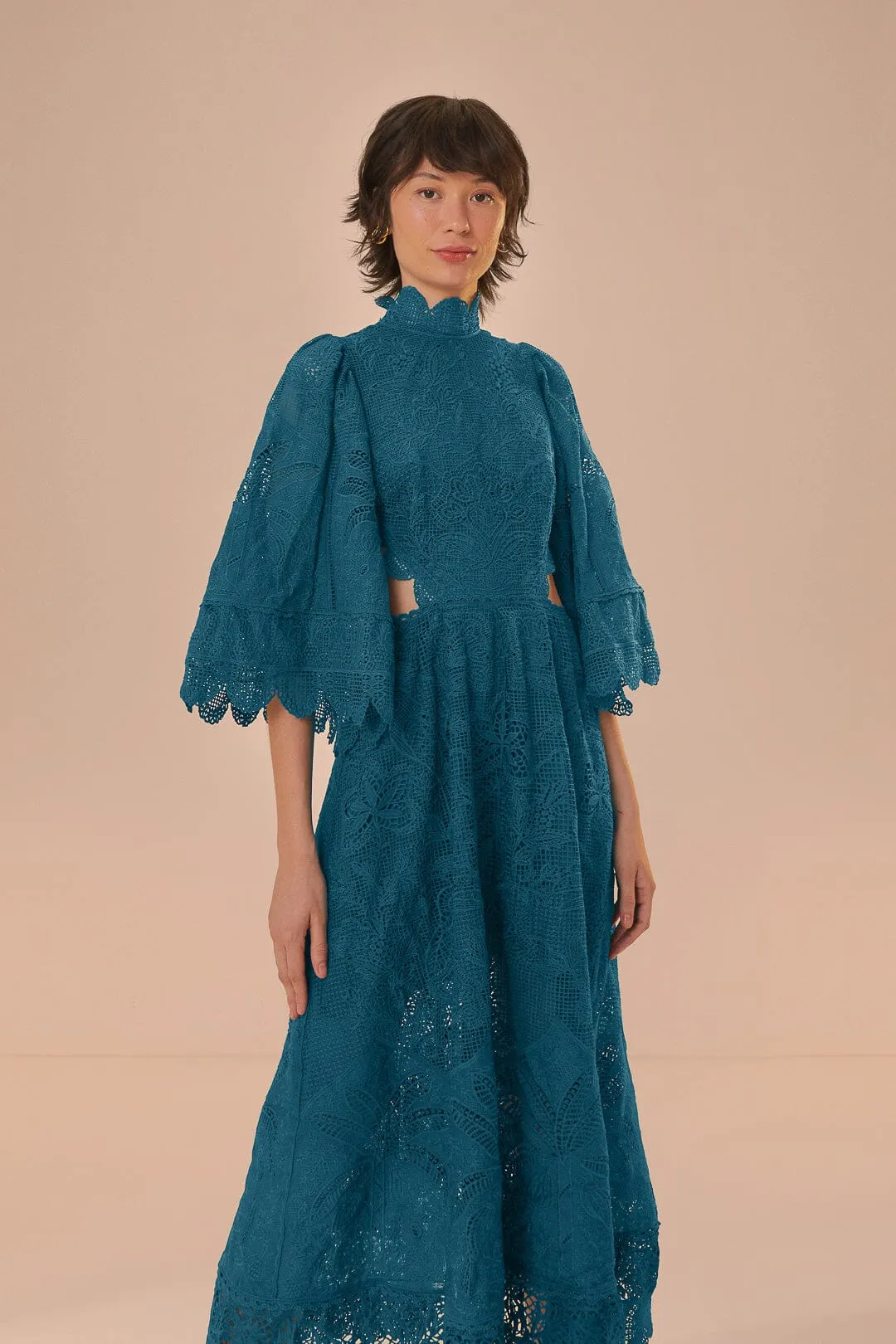 Green Guipire Cut-Out Midi Dress sold by FARM Rio product image thumbnail 3