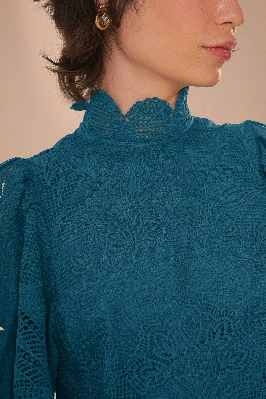 Green Guipire Cut-Out Midi Dress sold by FARM Rio product image thumbnail 4