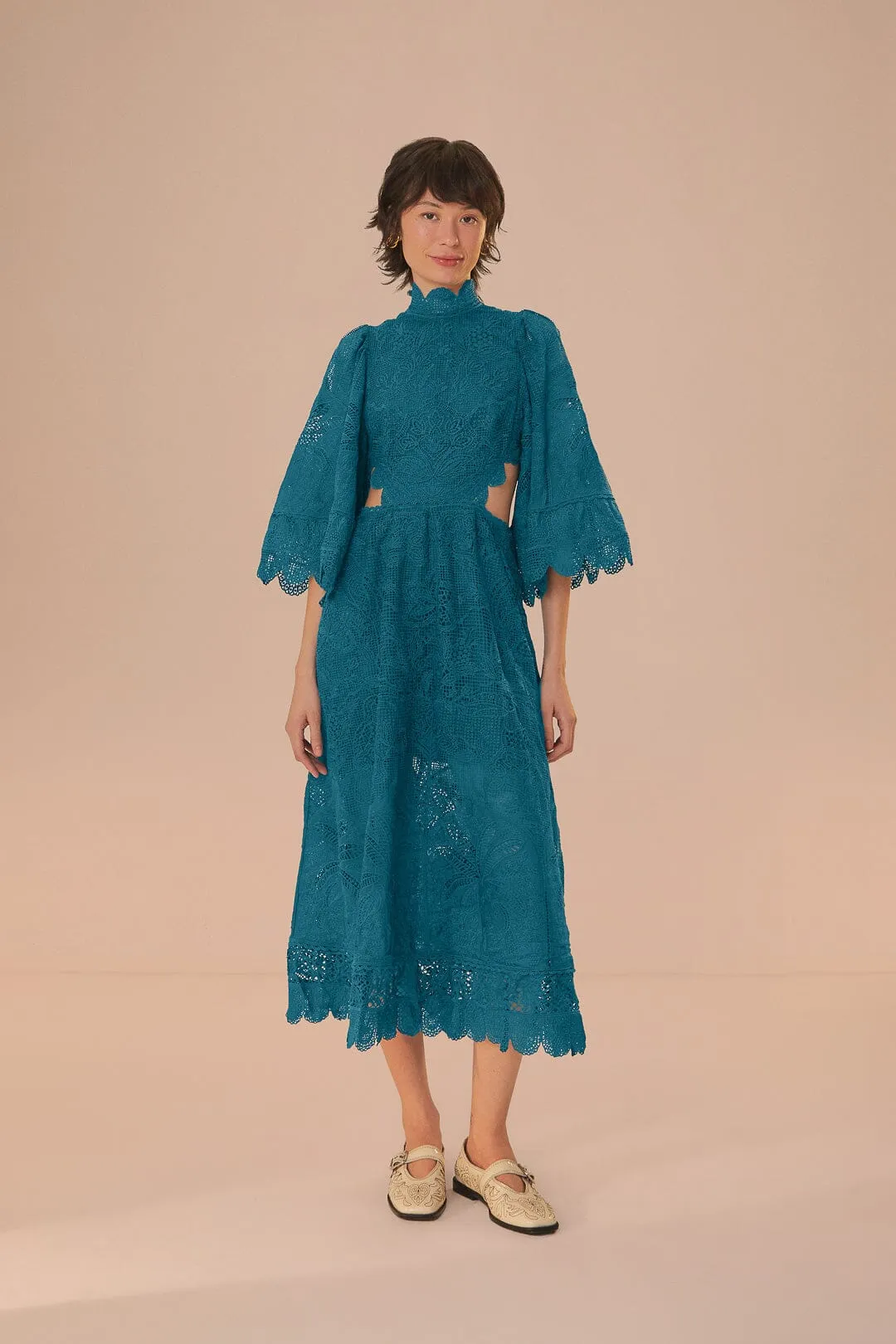 Green Guipire Cut-Out Midi Dress sold by FARM Rio