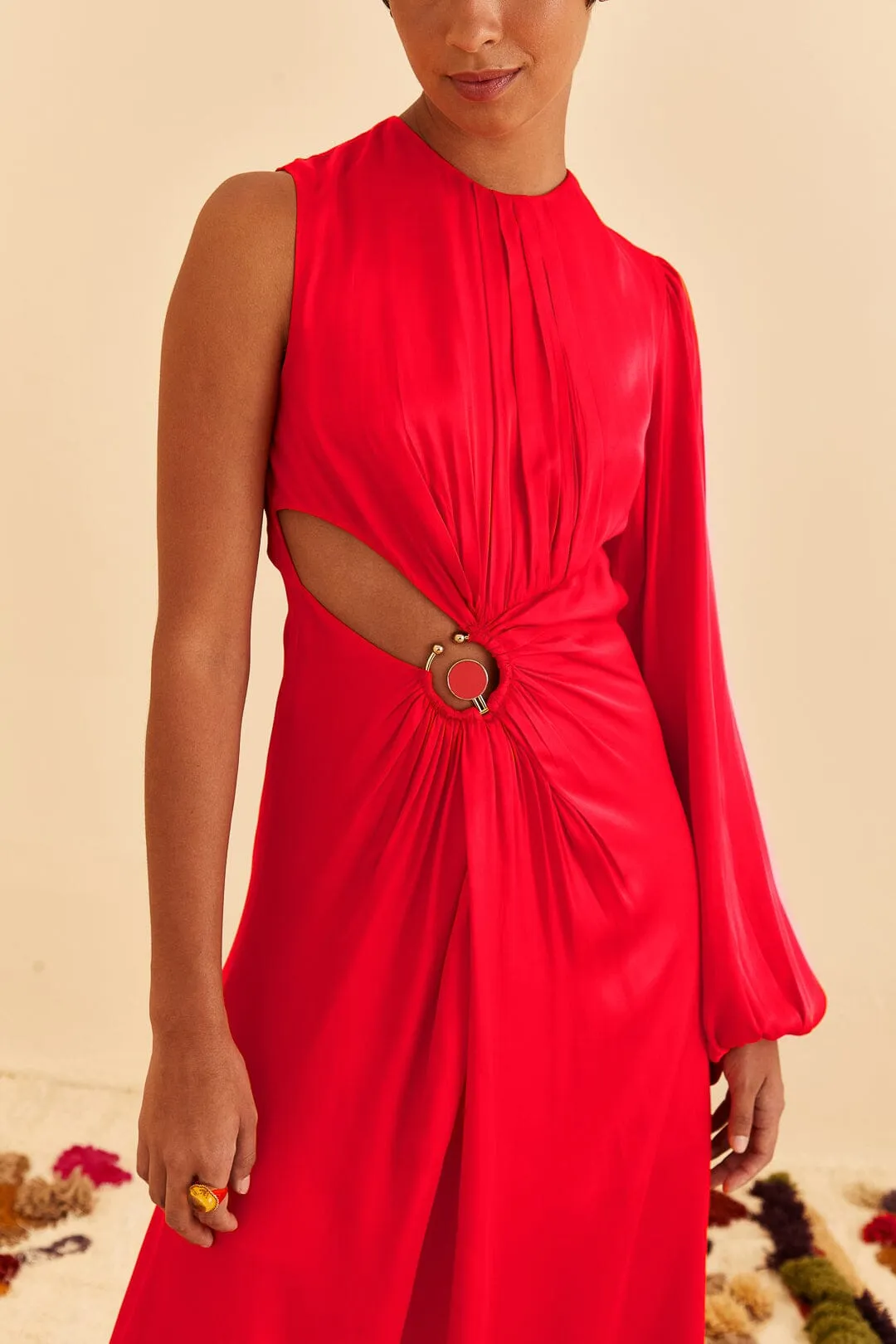 Red One Shoulder Maxi Dress sold by FARM Rio product image thumbnail 3