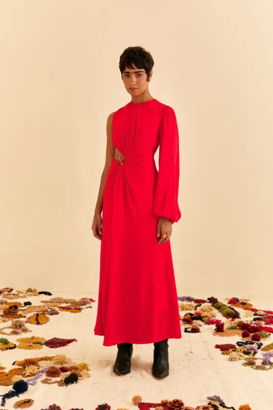 Red One Shoulder Maxi Dress sold by FARM Rio