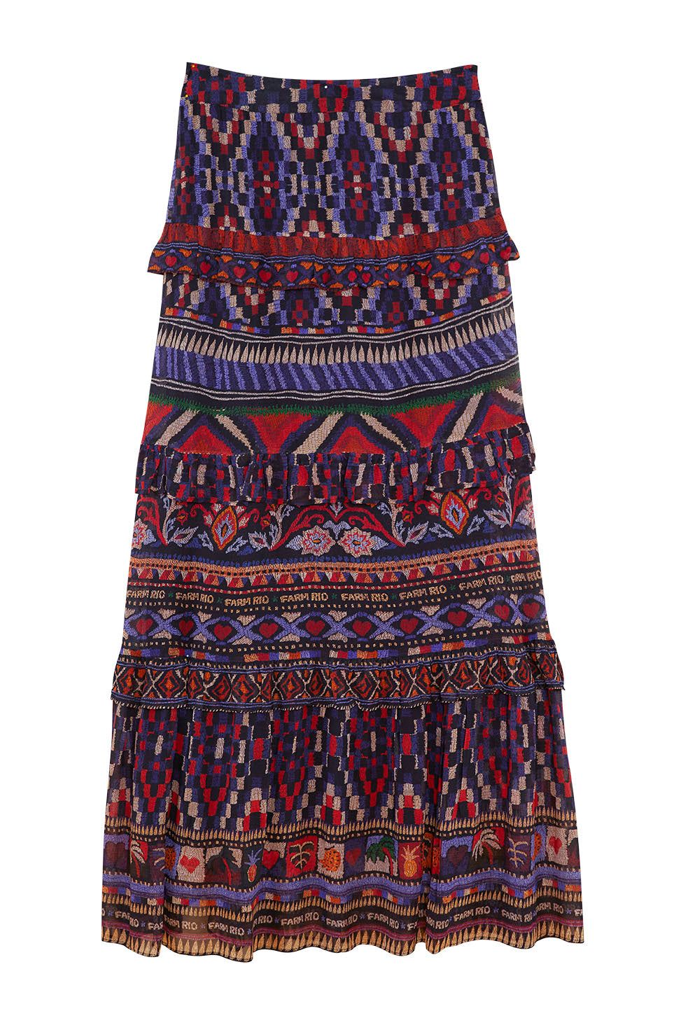 Blue Ainika Tapestry Maxi Skirt sold by FARM Rio product image thumbnail 5