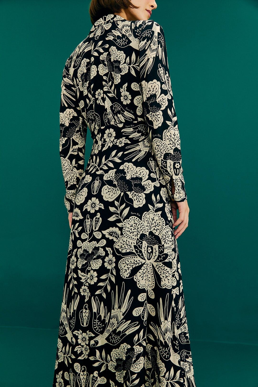 Graphic Floral Black Maxi Dress sold by FARM Rio product image thumbnail 3