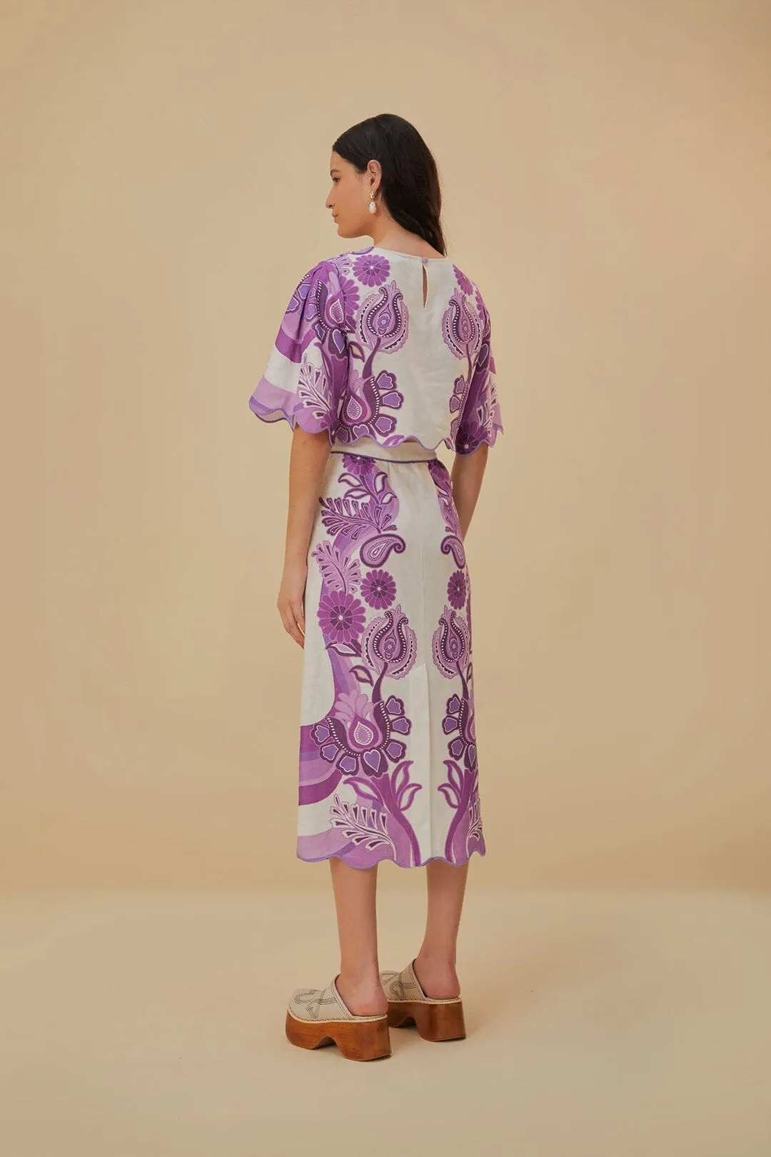 Color Festival Cream Euroflax™ Midi Skirt sold by FARM Rio product image thumbnail 4