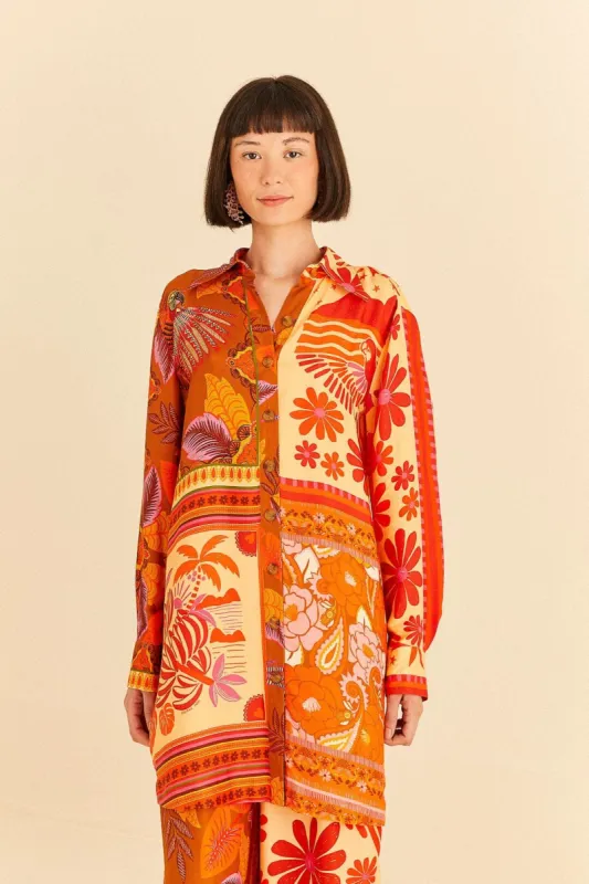 Forest Mixed Scarves Lenzing™ Ecovero™ Viscose Shirtdress sold by FARM Rio