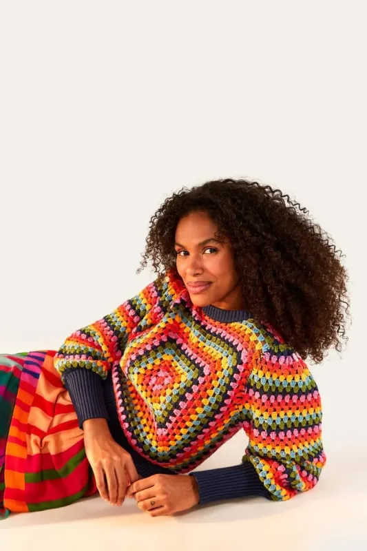 Sunset Stripes Crochet Sweater sold by FARM Rio