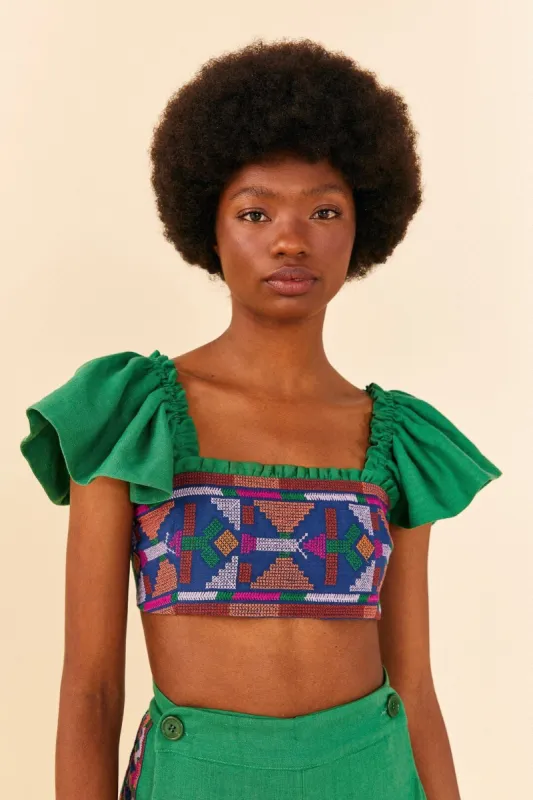 Embroided Green Top sold by FARM Rio