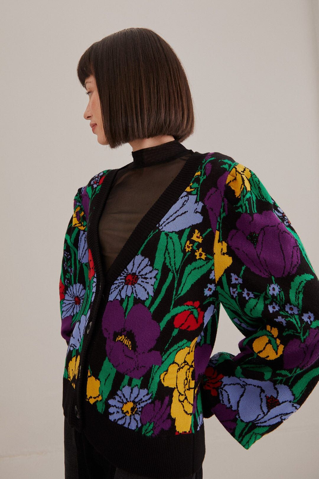 Black Bucolic Garden Knit Cardigan sold by FARM Rio