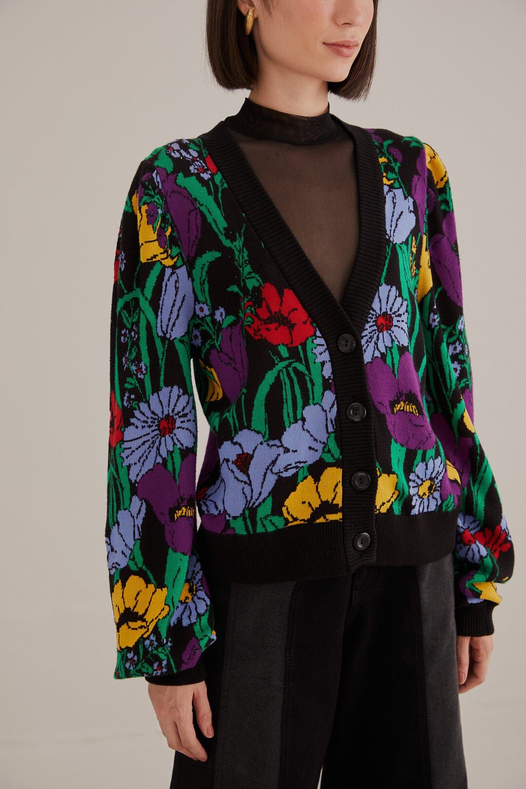 Black Bucolic Garden Knit Cardigan sold by FARM Rio product image thumbnail 5