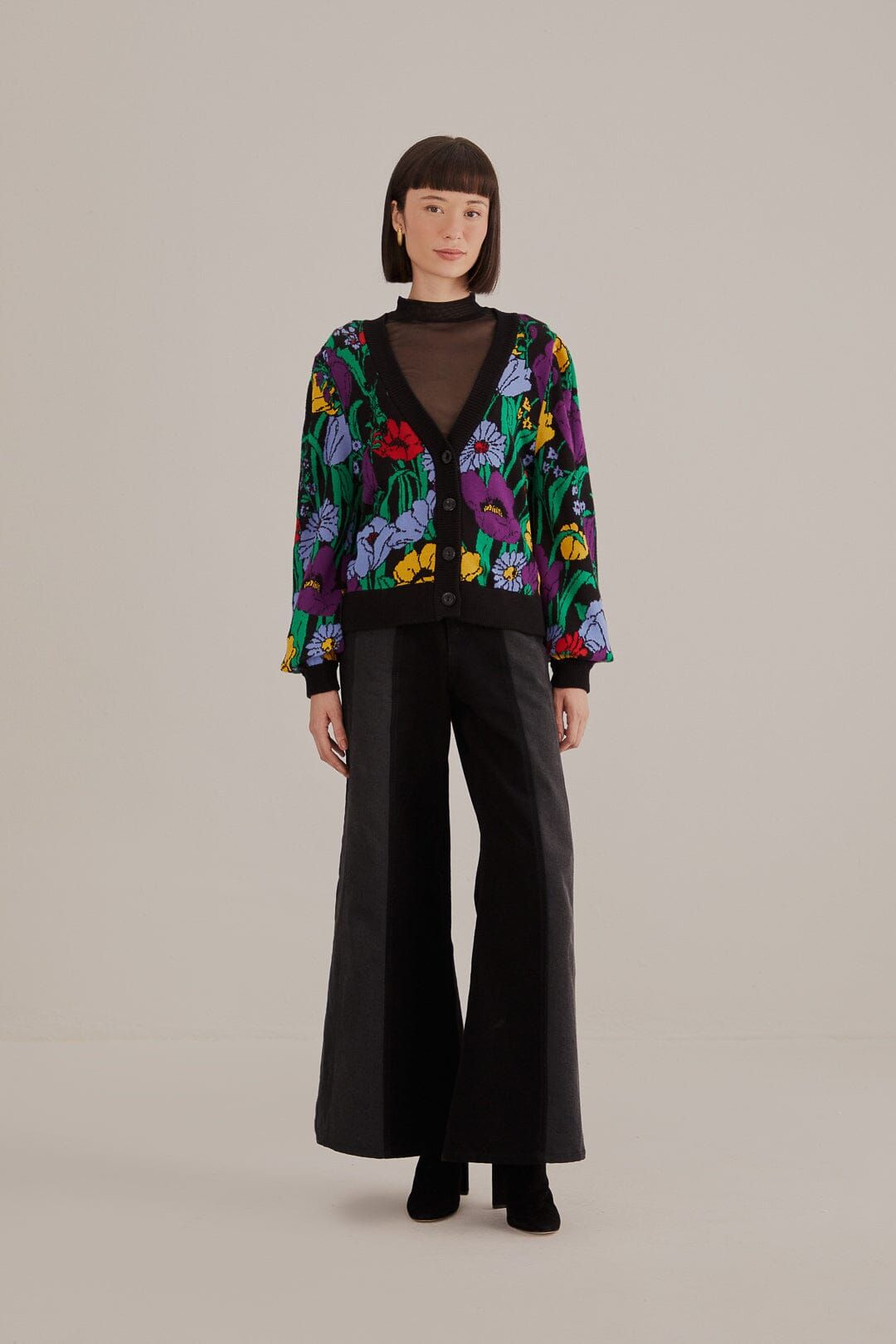 Black Bucolic Garden Knit Cardigan sold by FARM Rio product image thumbnail 2