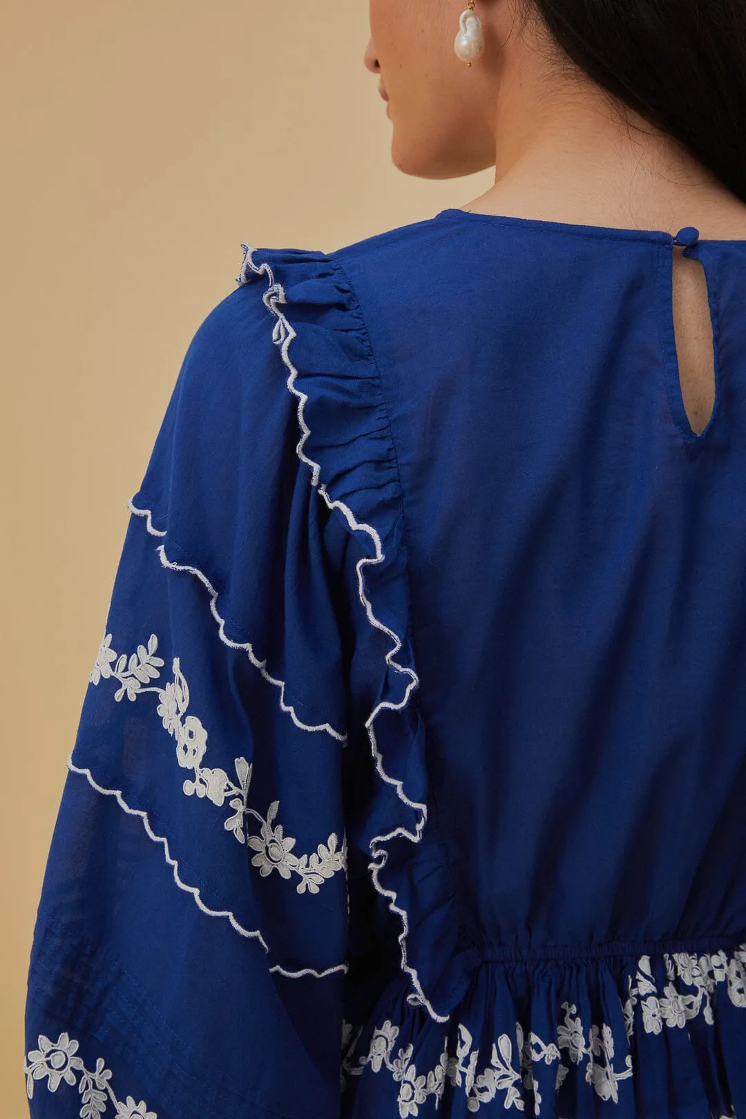 Navy Blue Embroidered Long Sleeve Blouse sold by FARM Rio product image thumbnail 5