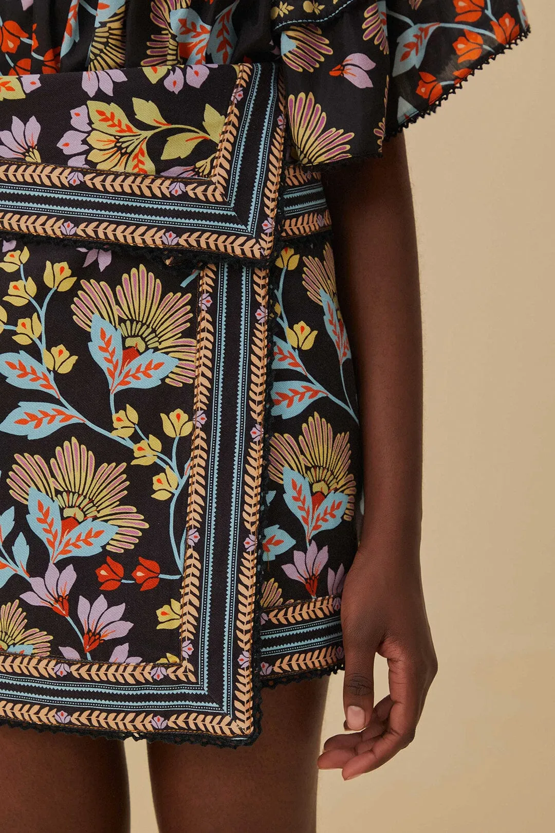 Flowery Black Mini Skirt sold by FARM Rio product image thumbnail 3