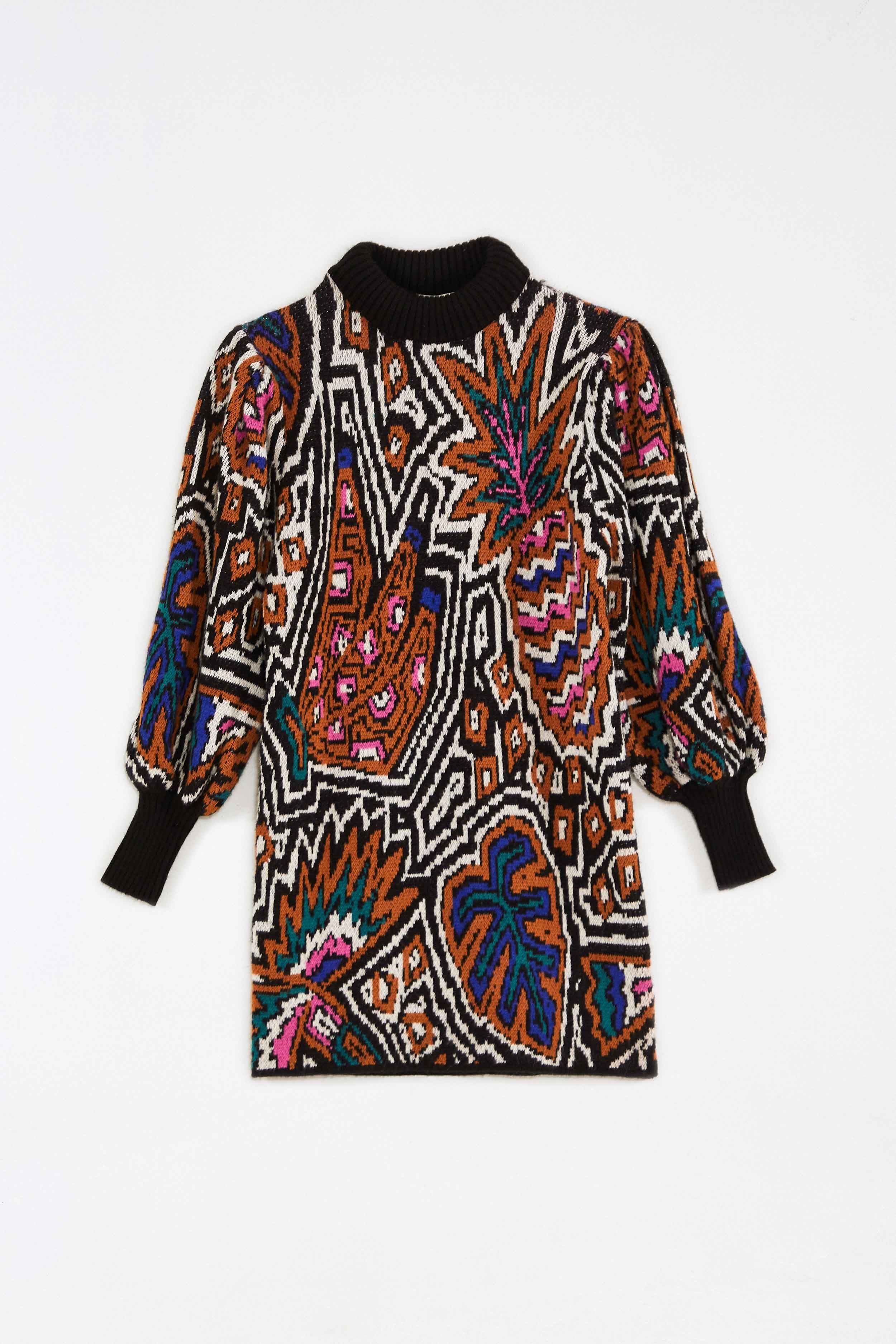 CARAMEL TROPICAL STRIPES SWEATER DRESS sold by FARM Rio product image thumbnail 5