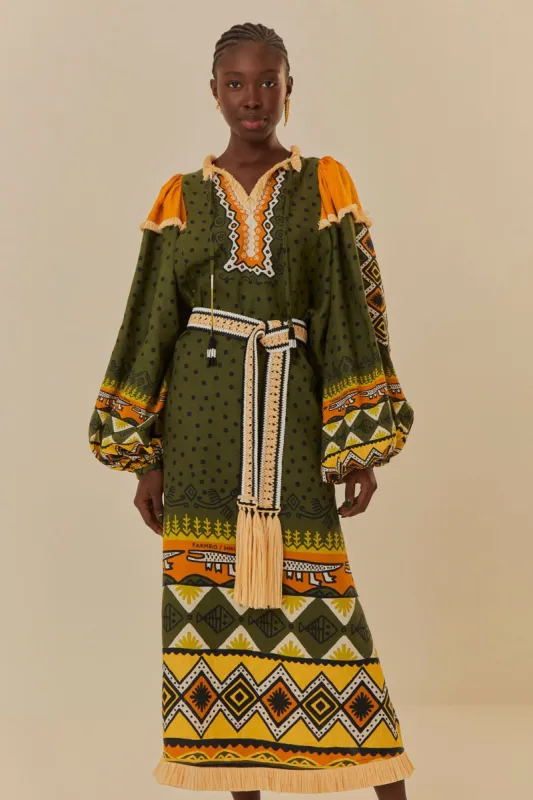 Green Creation Long Sleeve Midi Dress sold by FARM Rio