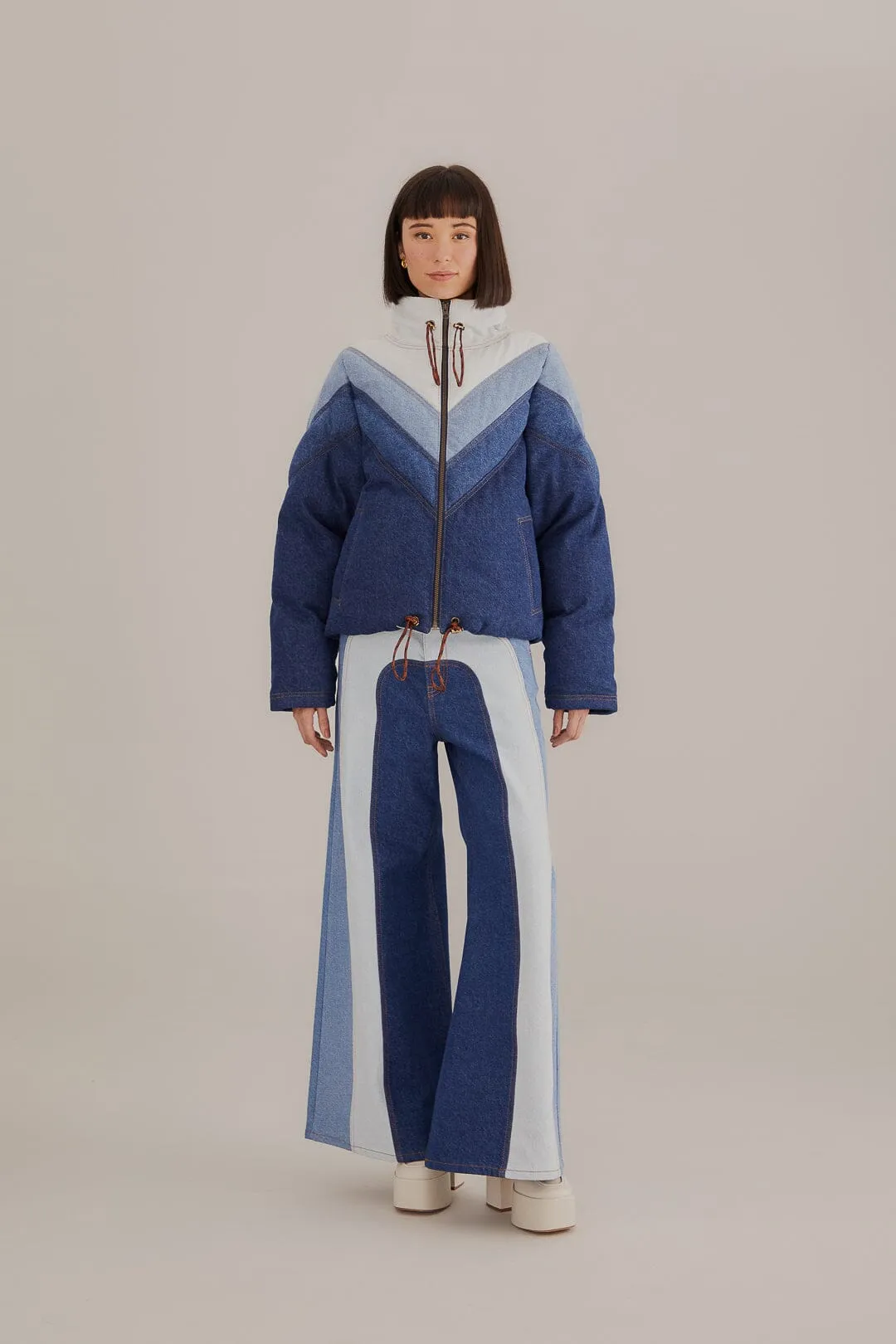 Patchwork Denim Wide Pants sold by FARM Rio