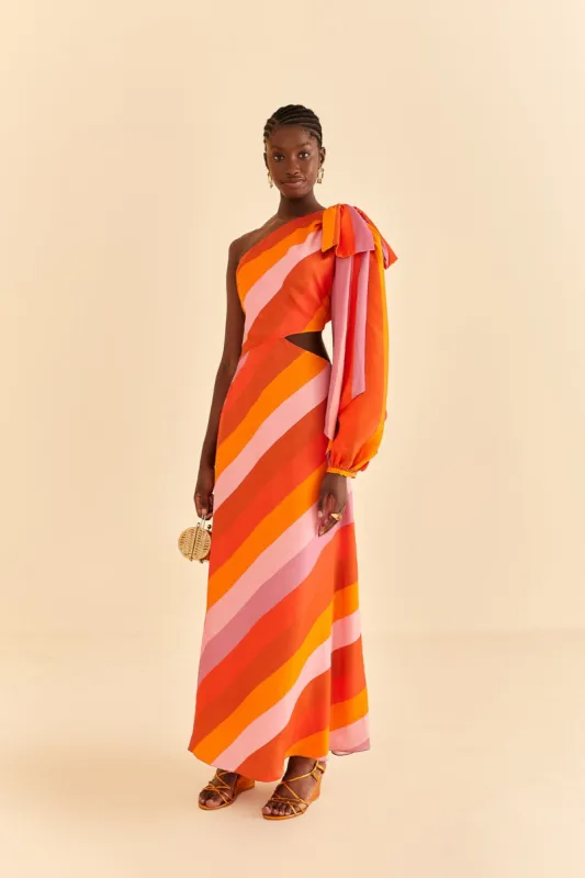 Party Stripes Multicolor One Shoulder Maxi Dress sold by FARM Rio
