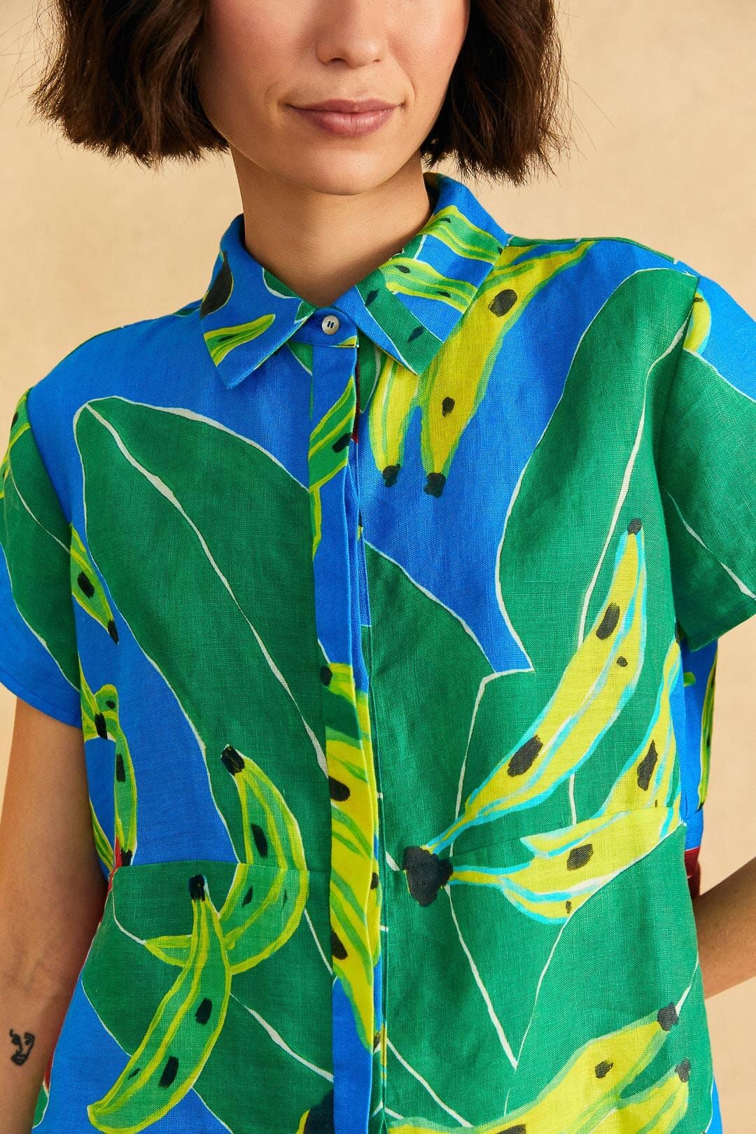 Blue Banana Leaves Shirt sold by FARM Rio product image thumbnail 3