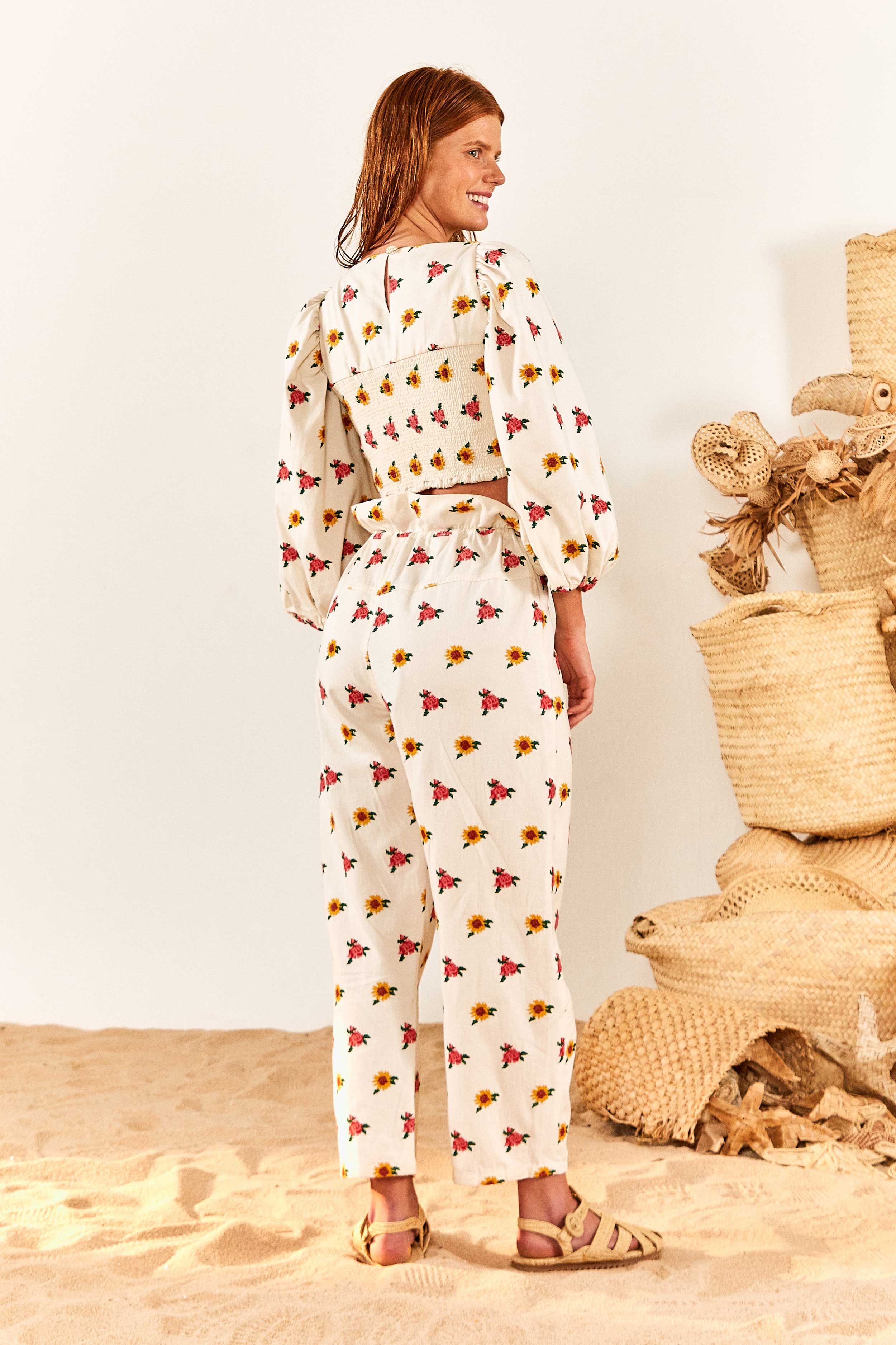 Mixed Cross Stitch Flowers Crop Top sold by FARM Rio product image thumbnail 2