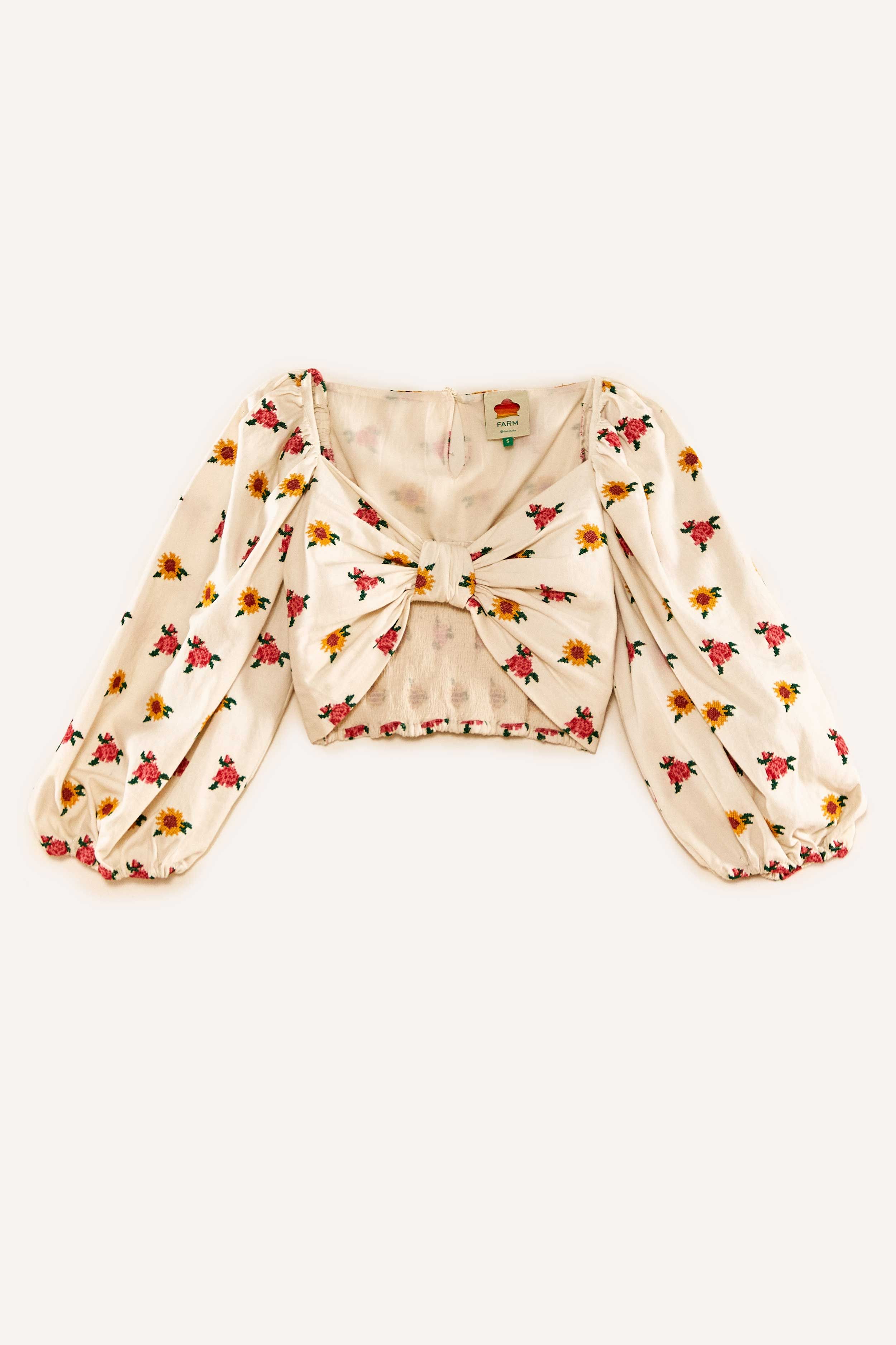 Mixed Cross Stitch Flowers Crop Top sold by FARM Rio product image thumbnail 7