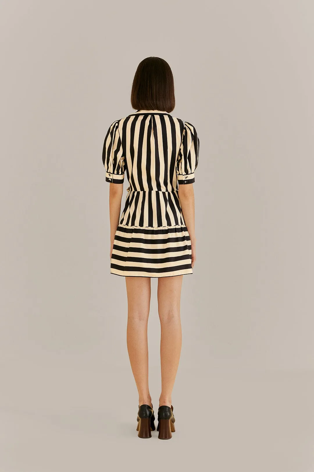 Black Mixed Stripes Short Sleeve Mini Dress sold by FARM Rio product image thumbnail 4