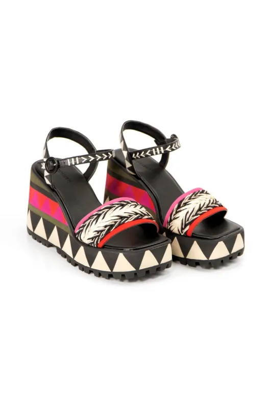 Colorful Graphic Platform Sandal sold by FARM Rio