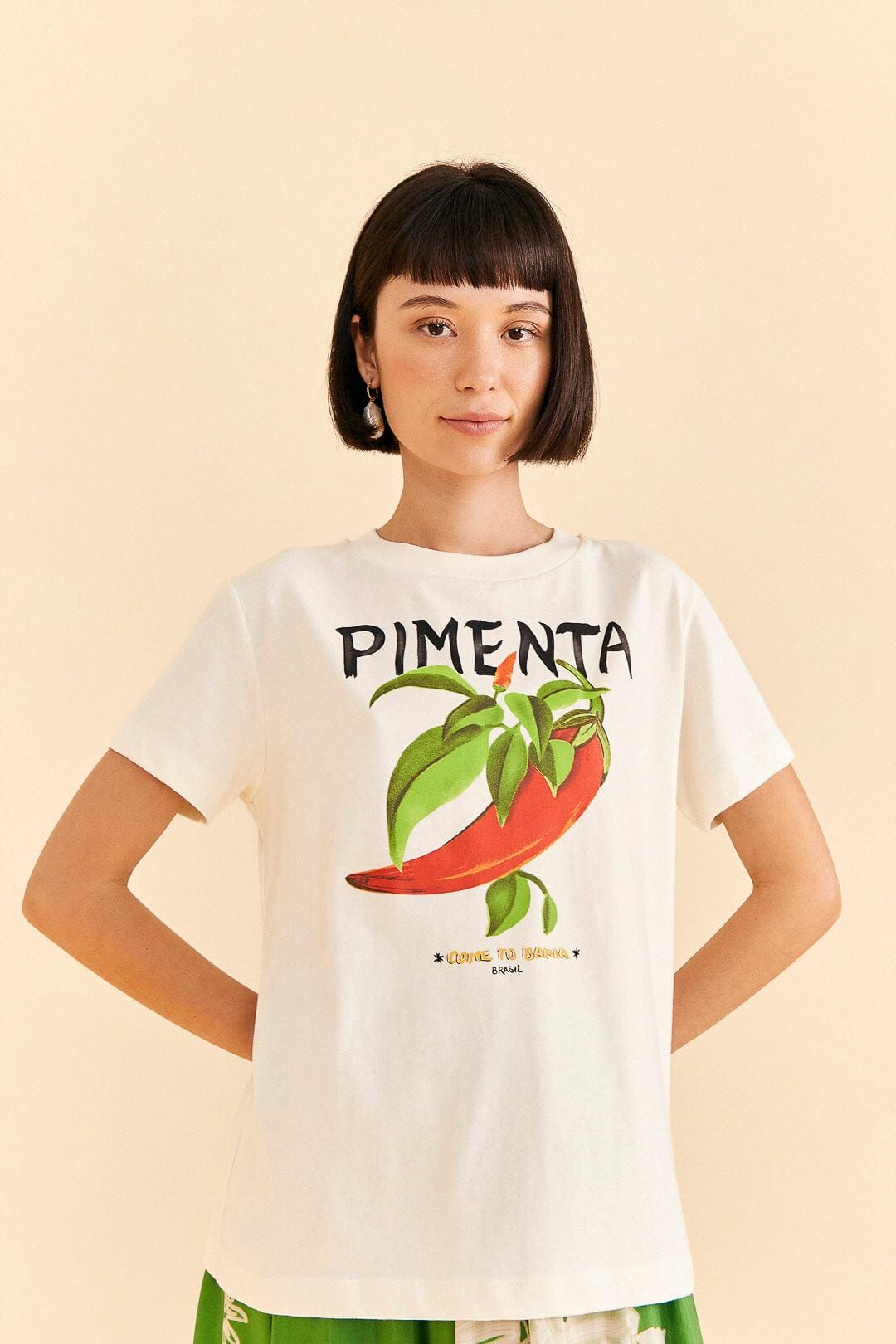Off-White Peppers Organic Cotton T-shirt sold by FARM Rio