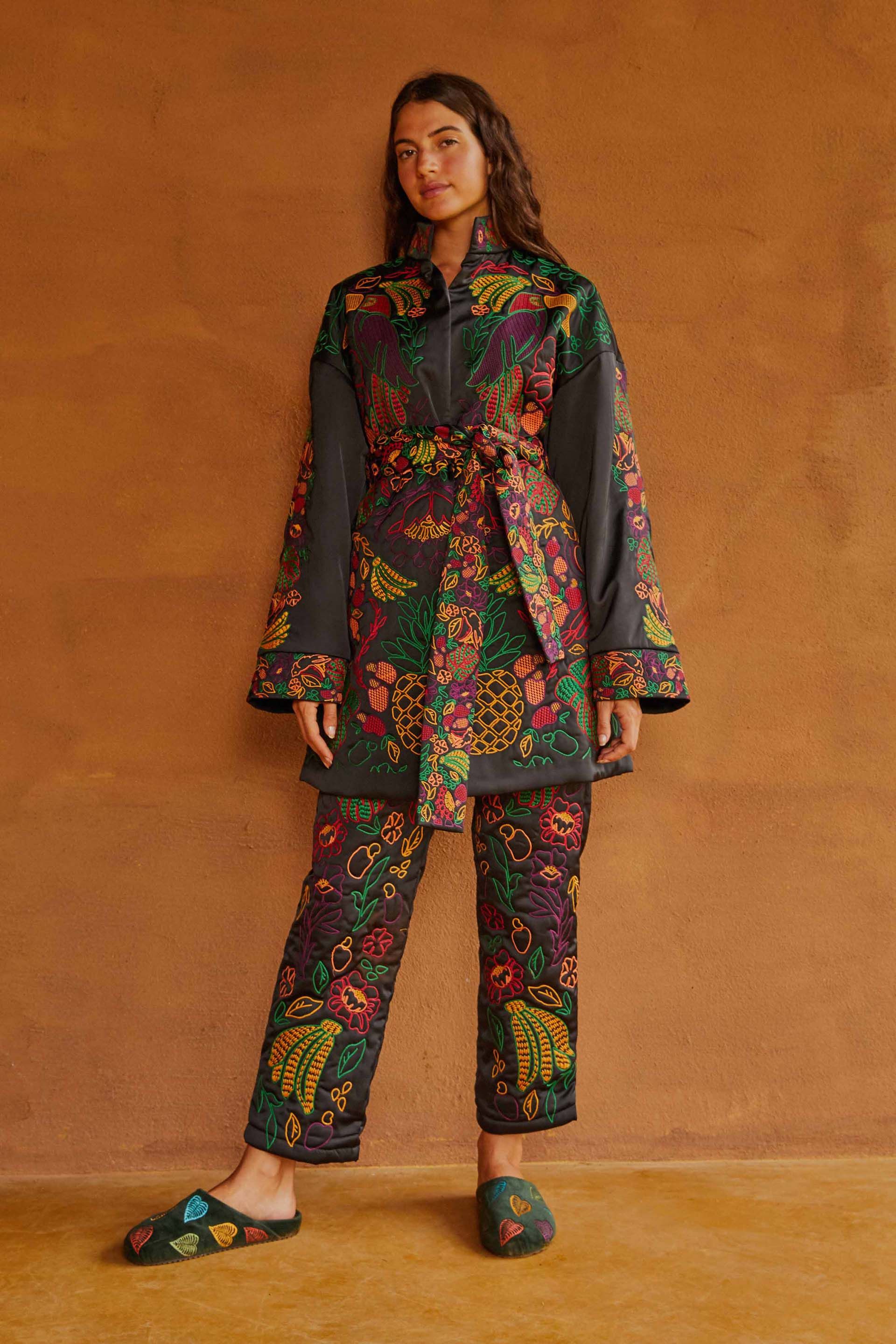 BLACK EMBROIDERED KIMONO sold by FARM Rio product image thumbnail 4