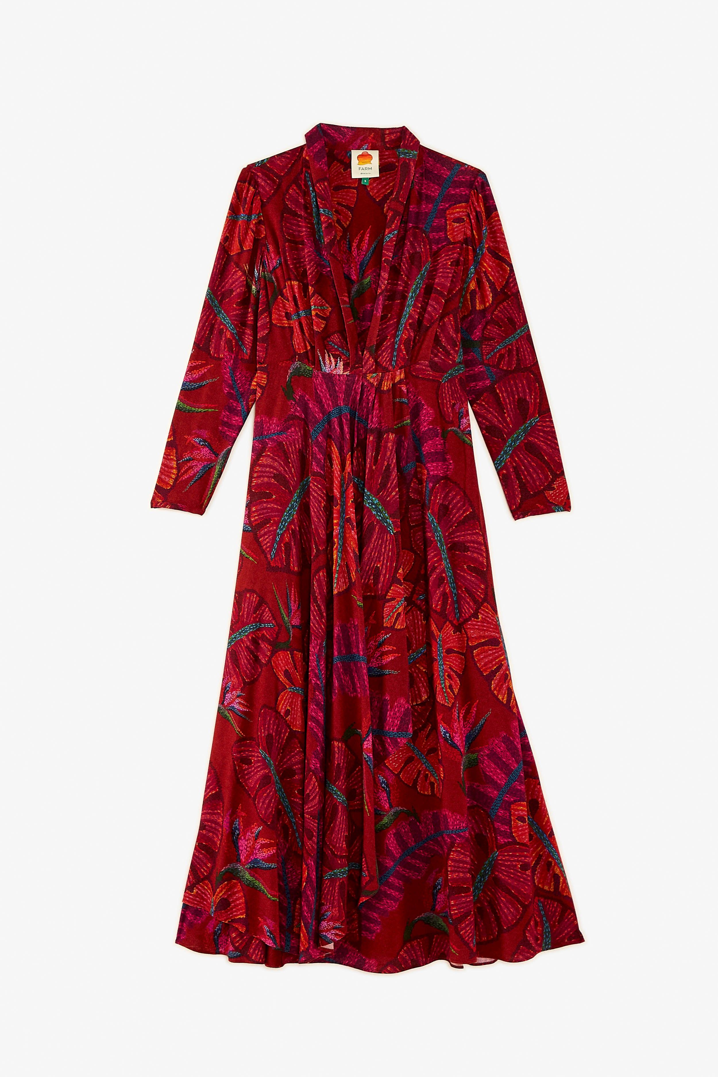 Red Delicate Leaves Maxi Dress sold by FARM Rio product image thumbnail 4