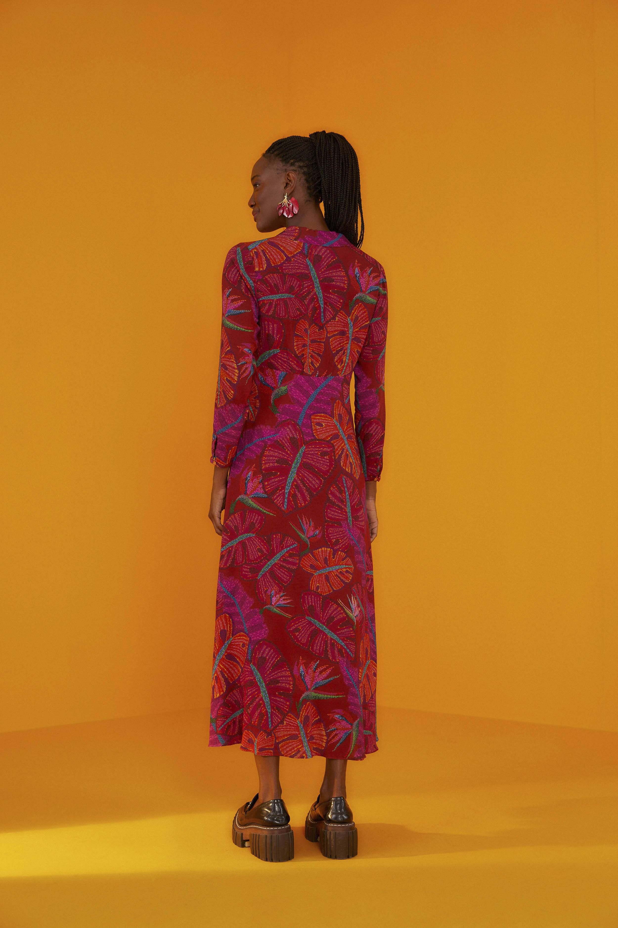 Red Delicate Leaves Maxi Dress sold by FARM Rio product image thumbnail 2