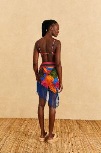 Blue Floral Tropical & Colorful Stripes Sarong sold by FARM Rio