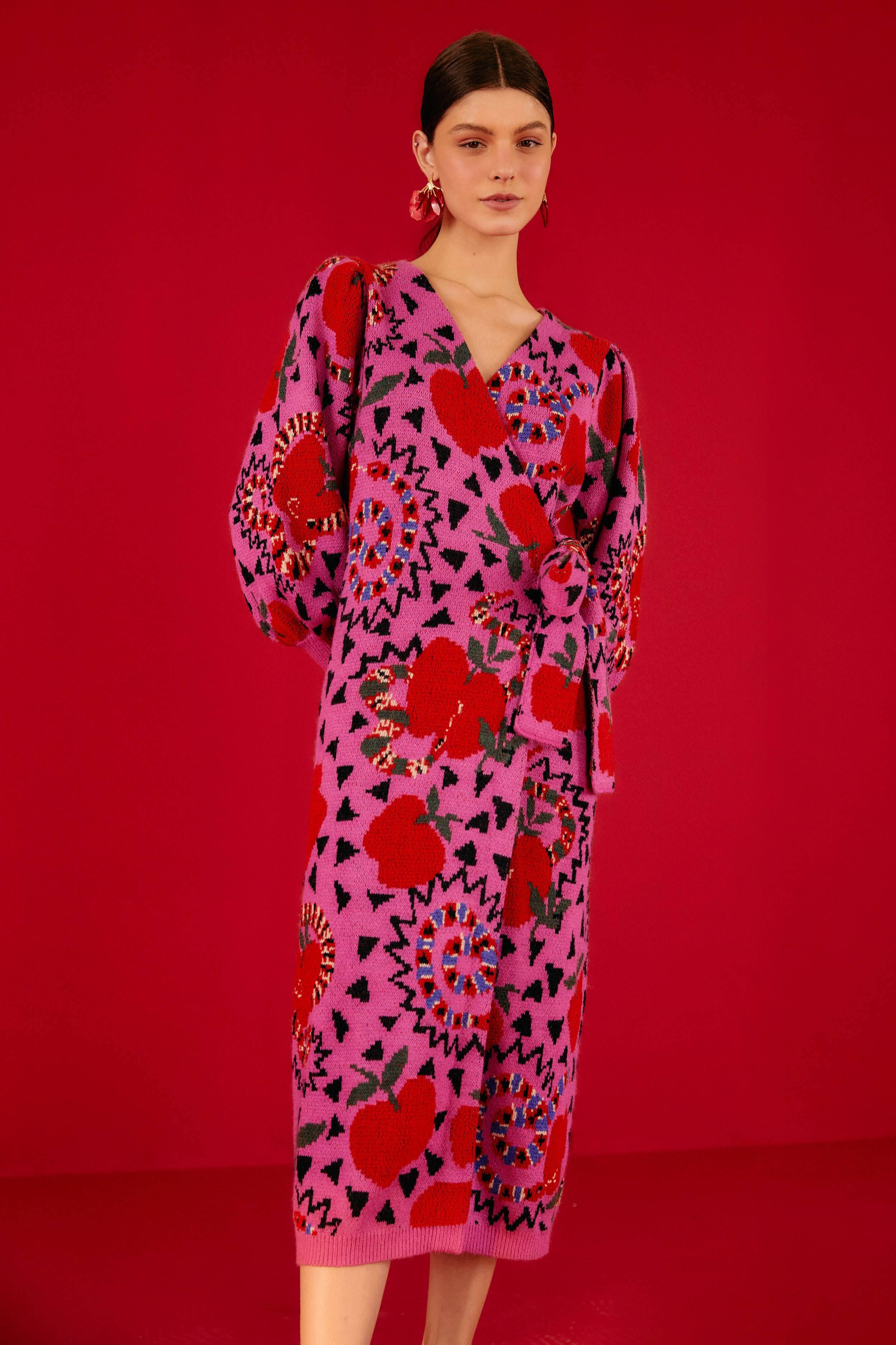 Pink Snake Fruit Sweater Dress sold by FARM Rio