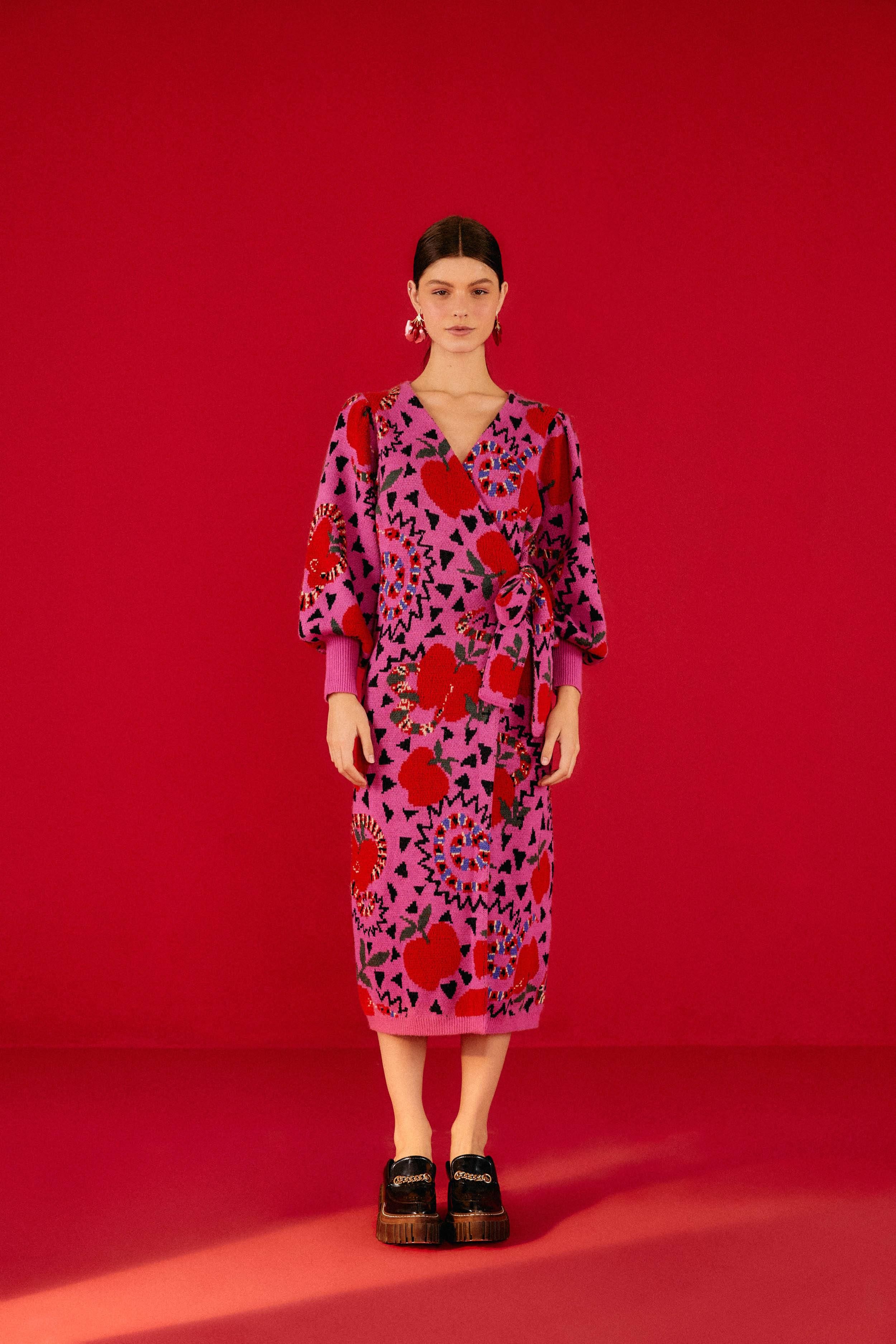 Pink Snake Fruit Sweater Dress sold by FARM Rio product image thumbnail 4