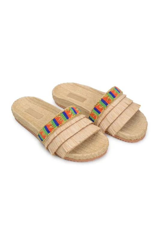 Caramel Beaded Fringe Sandal sold by FARM Rio