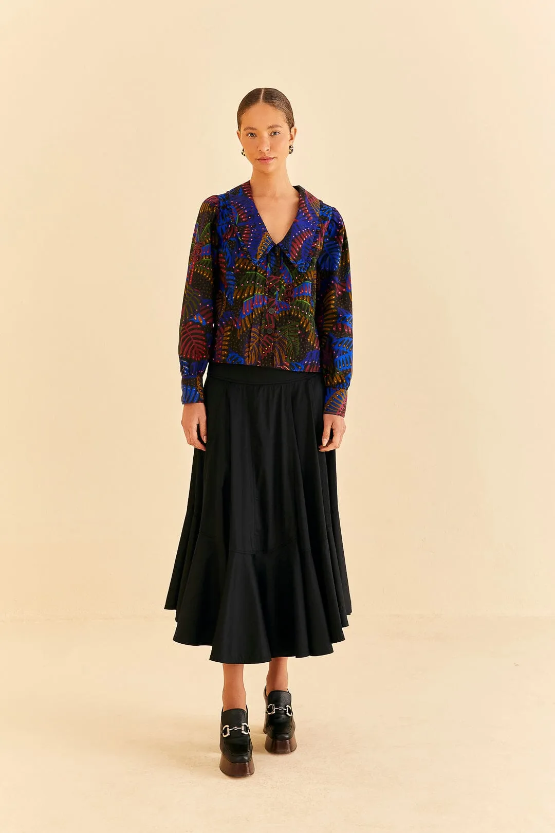 Black Ruffle Maxi Skirt sold by FARM Rio