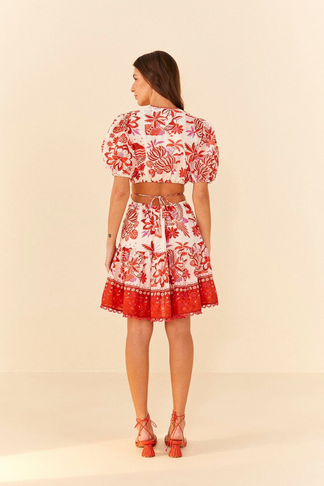 Off-White Rio Tiles Puff Sleeve Mini Dress sold by FARM Rio product image thumbnail 4