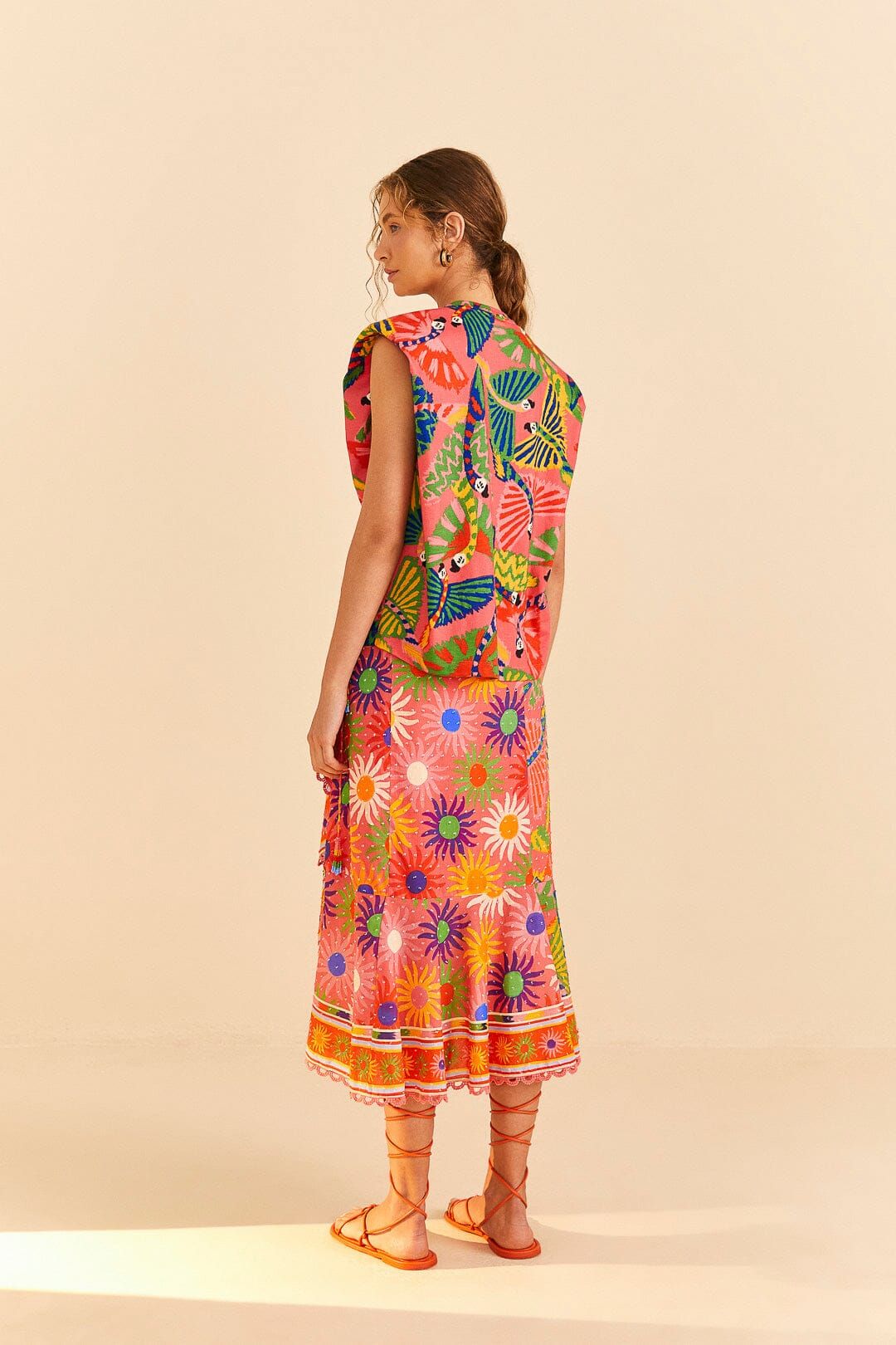 Coral Graphic Macaws Organic Cotton T-Shirt sold by FARM Rio product image thumbnail 4