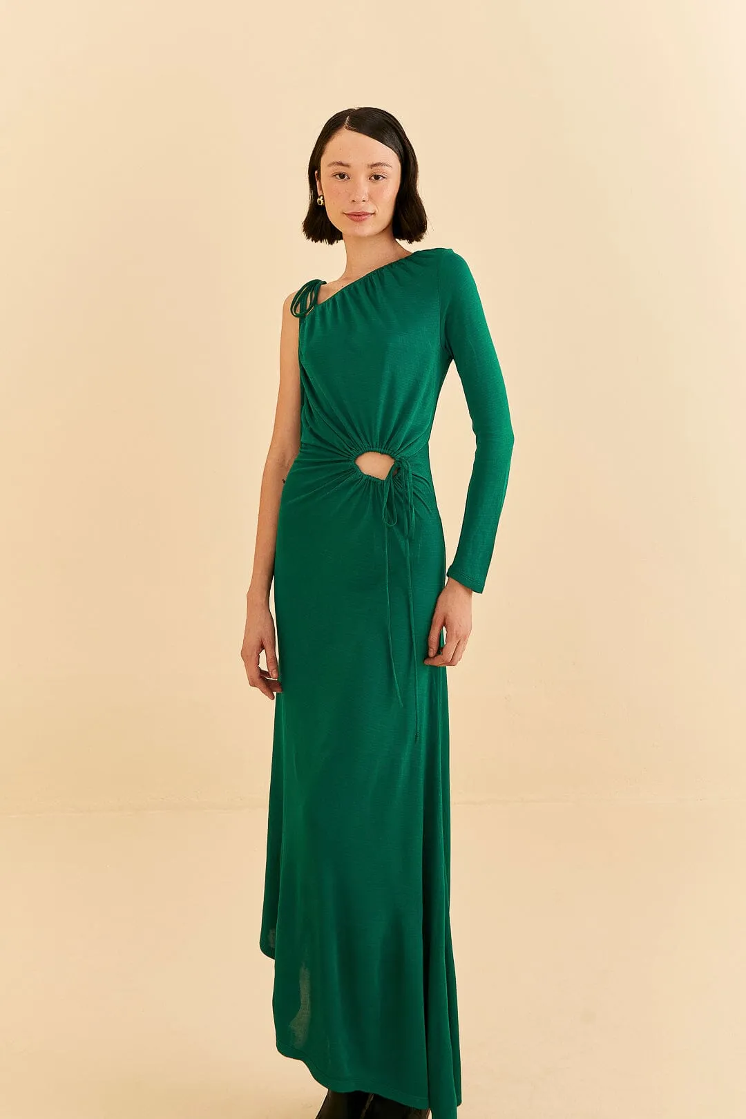 Emerald One Shoulder Midi Dress sold by FARM Rio product image thumbnail 2