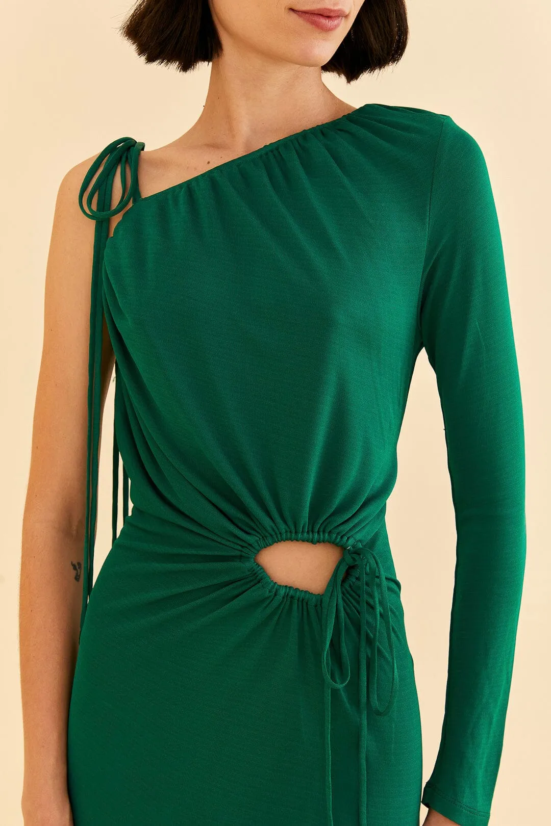 Emerald One Shoulder Midi Dress sold by FARM Rio product image thumbnail 3