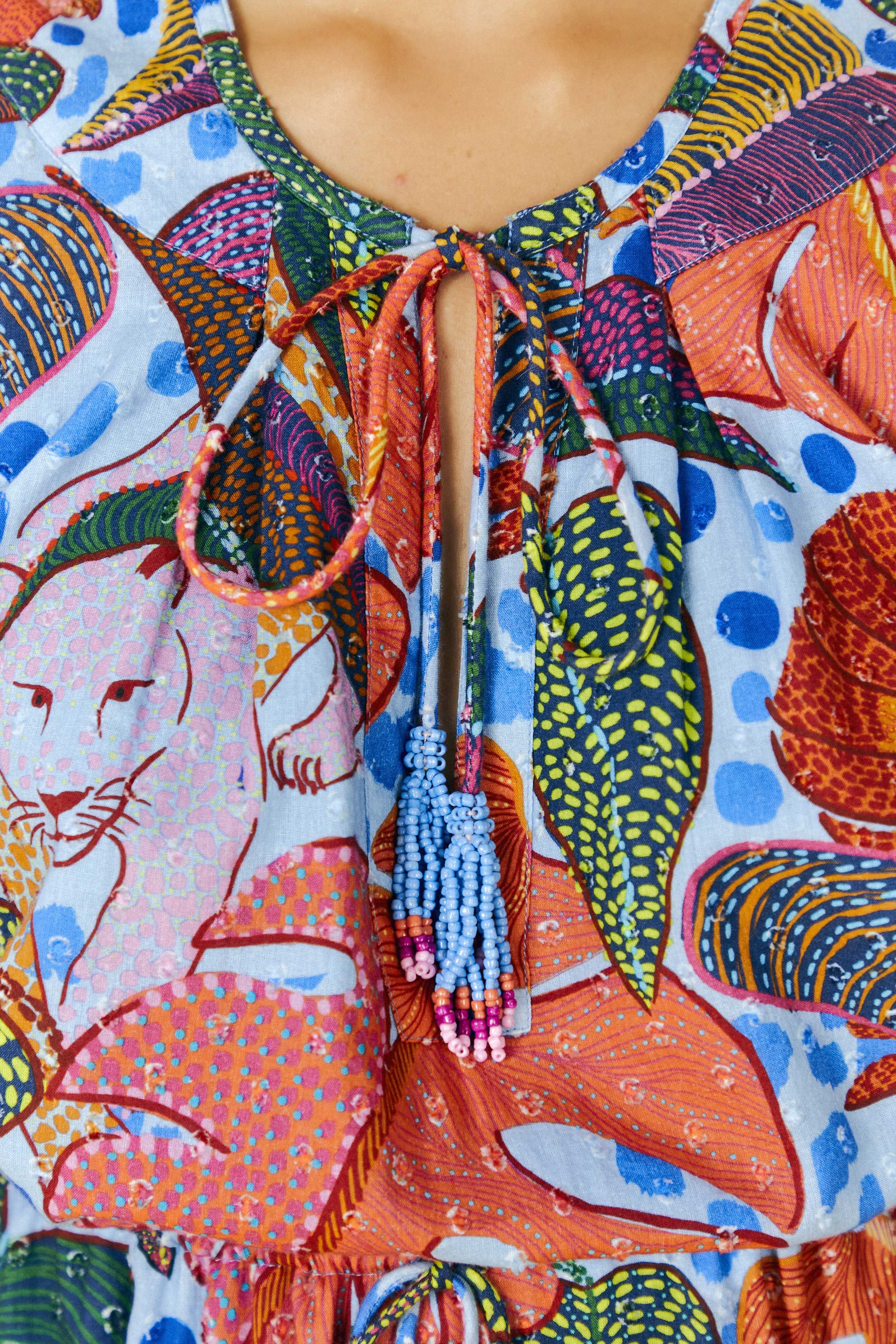 Blue Dotted Forest Mini Dress sold by FARM Rio product image thumbnail 4