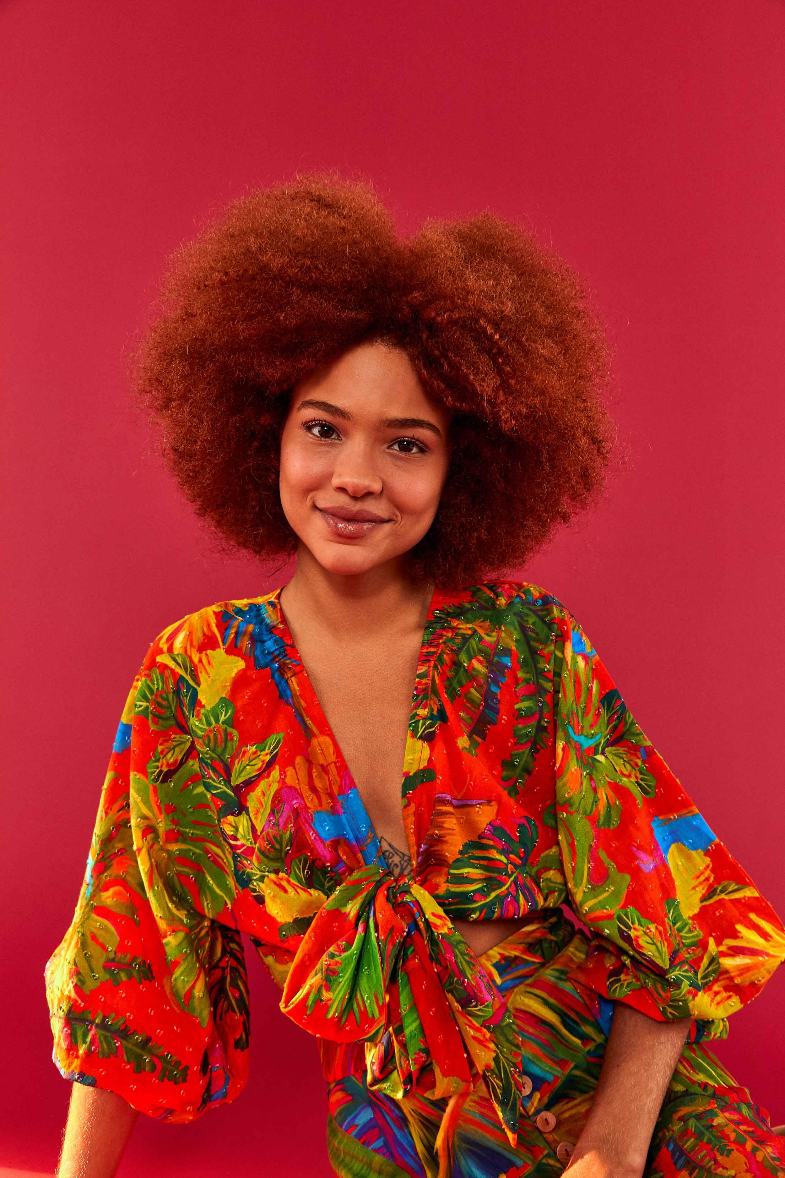 Red Urban Jungle V Neck Top sold by FARM Rio