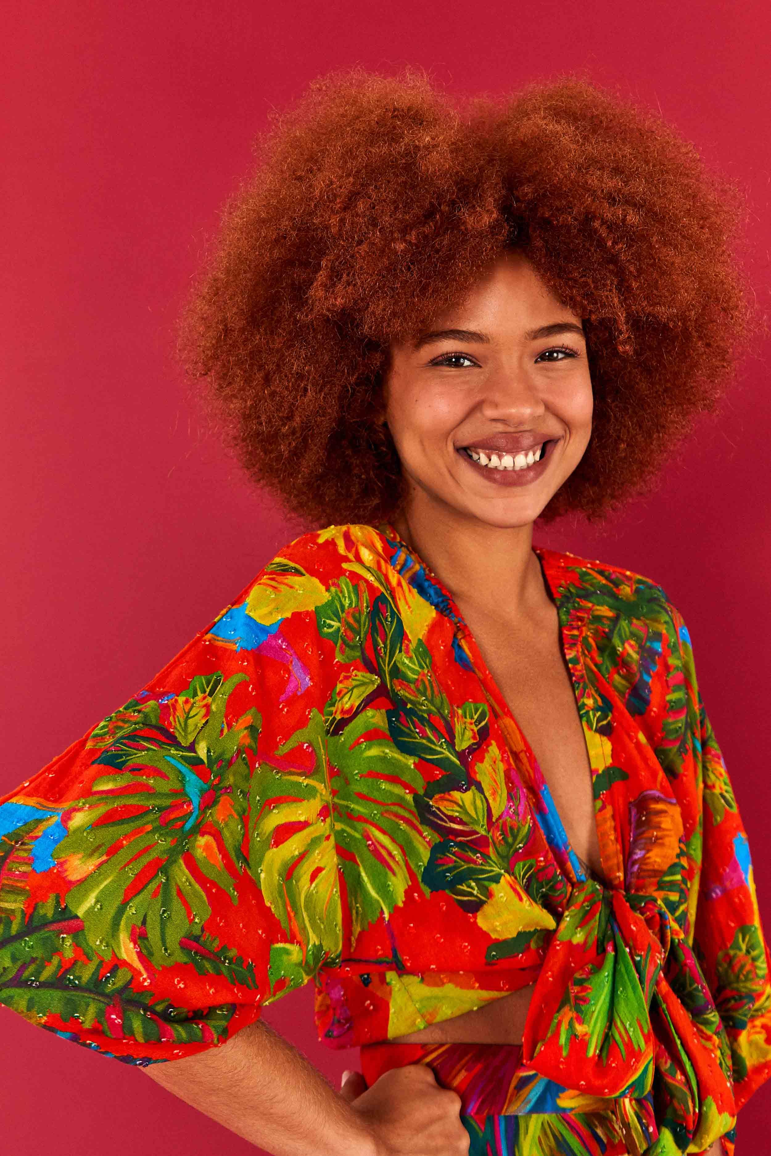 Red Urban Jungle V Neck Top sold by FARM Rio product image thumbnail 3