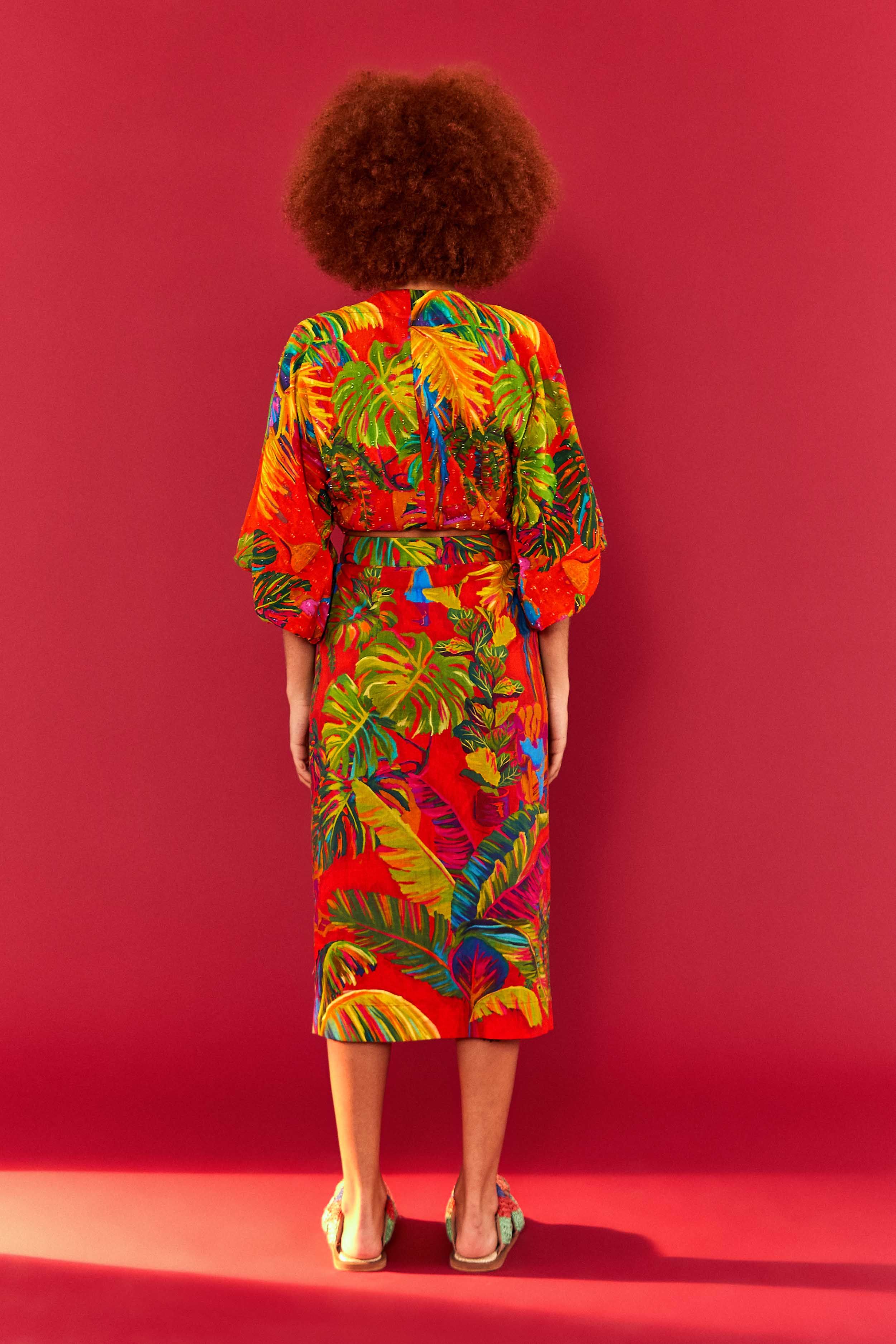 Red Urban Jungle V Neck Top sold by FARM Rio product image thumbnail 2