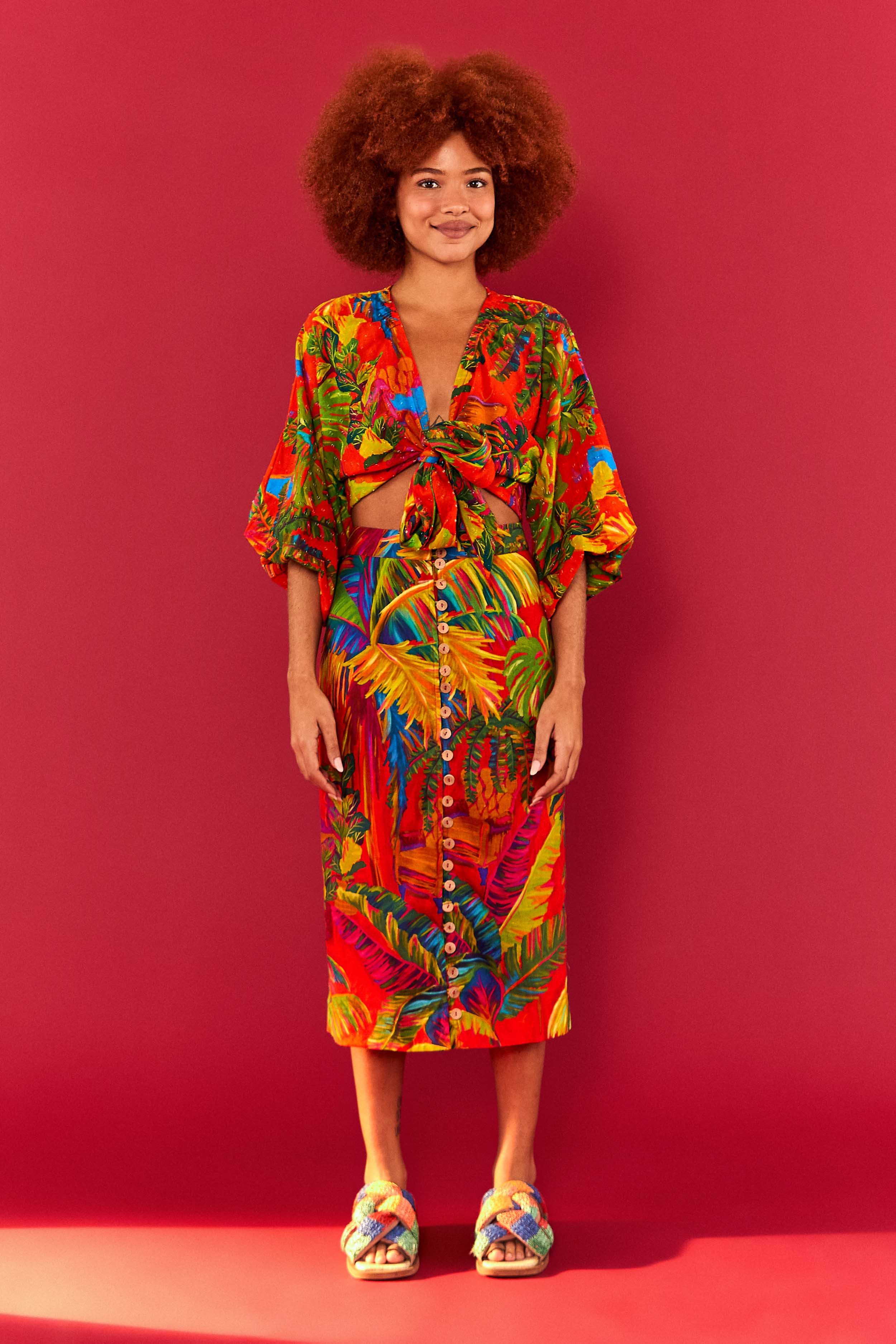 Red Urban Jungle V Neck Top sold by FARM Rio product image thumbnail 4
